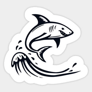 Stick Figure of a Shark in Black Ink Sticker